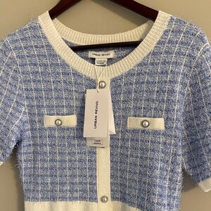 Light Blue & White Knit Cardigan Dress